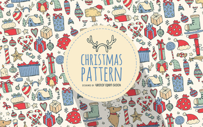 Christmas drawn elements pattern