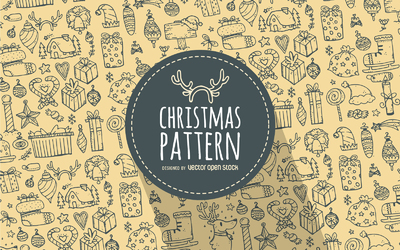 Christmas elements doodles pattern